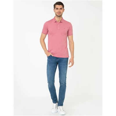 Pembe Slim Fit Polo Yaka Merserize Tişört