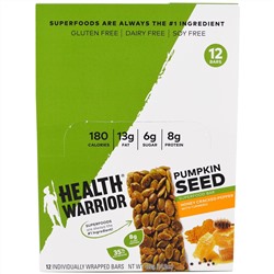 Health Warrior, Inc., Батончик-суперпродукт из тыквенного семени, мед, молотый перец и куркума, 12 батончиков, по 35 г (1,23 унции) каждый