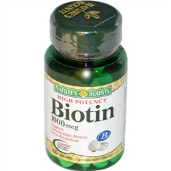 Nature's Bounty, Биотин, 1000 мкг, 100 таблеток