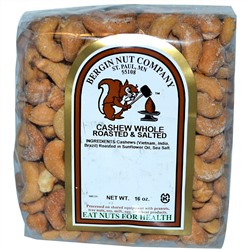 Bergin Fruit and Nut Company, Цельные поджаренные кешью с солью, 16 унций