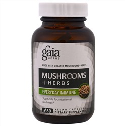 Gaia Herbs, Грибы + травы, Иммунитет каждый день, 60 вегетарианских капсул