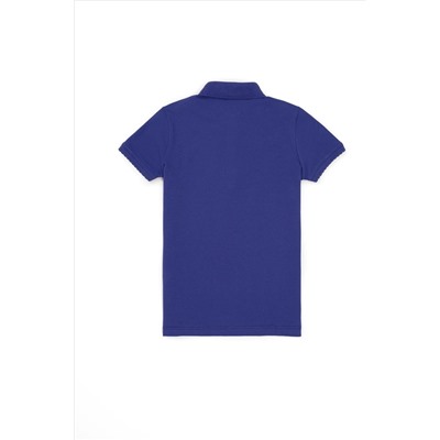 Kız Çocuk Mavi Basic Polo Yaka Tişört