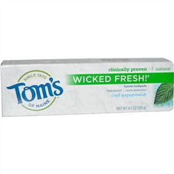 Tom's of Maine, Wicked Fresh! Фторсодержащая зубная паста с охлаждающей перечной мятой, 4,7 унции (133 г)