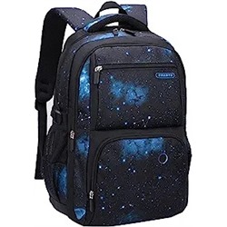 JiaYou Space Pattern Galaxy Backpack Boys Primary Junior Middle School Daypack Men High Middle School Laptop Bag(Dark Blue Star,Backpack Only)