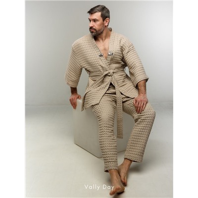 Костюм мужской  домашний VALLY DAY -Кимоно с брюками цвет бежевый