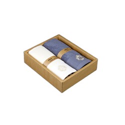 LOVE STYLE Подарочный набор полотенец в коробке 35х70см- 2 шт. белое и синее