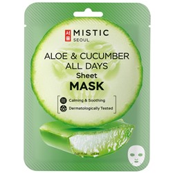 MISTIC ALOE &amp; CUCUMBER ALL DAYS Sheet mask Тканевая маска для лица с экстрактами огурца и алоэ 24мл