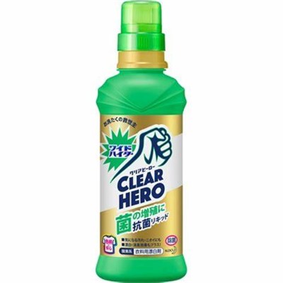 KAO CLEAR HERO Пятновыводитель-отбеливатель жидкий с антибактериальным эффектом для белого и цветного белья бутылка 600 мл