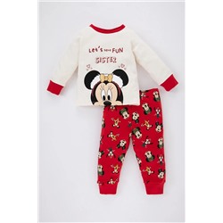 Defacto Kız Bebek Disney Mickey & Minnie Uzun Kollu Pijama Takımı B2066A523WN