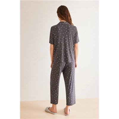 Pijama camisero Capri soft touch gris