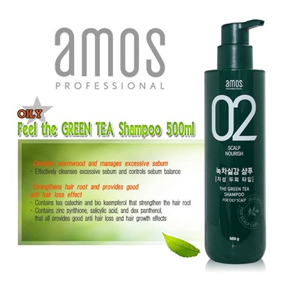 Шампунь для жирной кожи головы AMOS The Green Tea Shampoo Fresh For Oily Scalp 80 gr