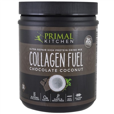 Primal Kitchen, Восстанавливающая смесь для протеинового напитка с высоким содержанием протеина, коллагеновое топливо, шоколадно-кокосовый, 15.2 унции (432 г)