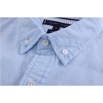 Осенне-зимняя мужская рубашка из чистого хлопка с длинными рукавами и цветным отворотом, классическая универсальная рубашка из оксфордской ткани  ✔️Tommy Hilfige*r 100% хлопок