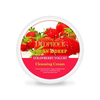 DEOPROCE PREMIUM CLEAN &amp; DEEP STRAWBERRY YOGURT CLEANSING CREAM Очищающий крем для лица с экстрактом клубники 300г