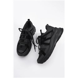 Marjin Kadın Sneaker Bağcıklı Kalın Taban Spor Ayakkabı Tale Siyah 3210277452