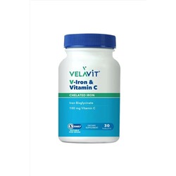 Velavit V-ıron & Vitamin C Içeren Takviye Edici Gıda 30 Tablet 5552555204403