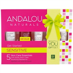 Andalou Naturals, Набор Get Started, 1000 роз, для чувствительной кожи, набор из 5 составляющих