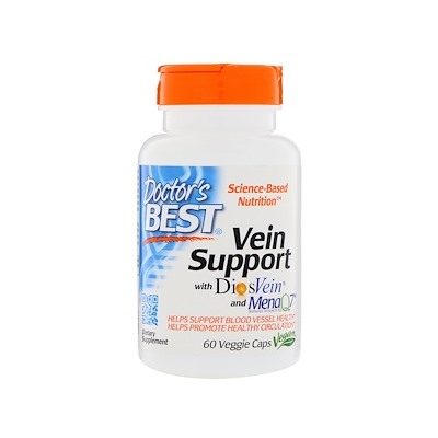 Doctor's Best, Vein Support, с DiosVein и MenaQ7, 60 вегетарианских капсул