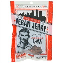 Louisville Vegan Jerky Co, Веганские джерки от Пита, копченый джерки в бочках от бурбона, черный перец, средняя копченость, 3 унции (85,05 г)