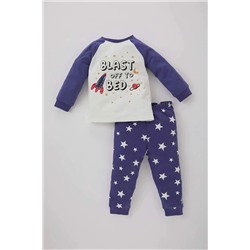 Defacto Erkek Bebek Yıldız Desenli Uzun Kollu 2'li Penye Pijama takımı B8438A5PR160mc