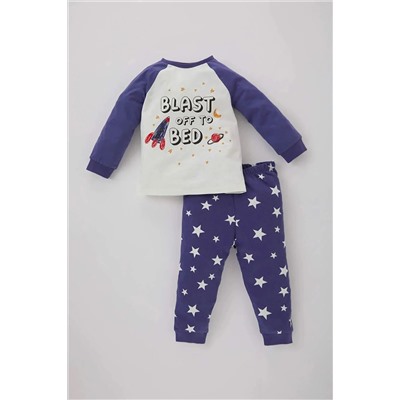 Defacto Erkek Bebek Yıldız Desenli Uzun Kollu 2'li Penye Pijama takımı B8438A5PR160mc