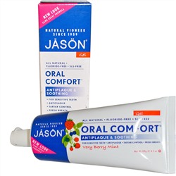 Jason Natural, Паста «Oral Comfort», Успокаивающий гель для зубов с защитой от кариеса, Вкус ягод и мяты, 4,2 унции (119 г)