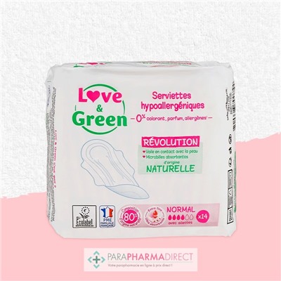 Love&Green Serviettes Ecologiques - Révolution - Normal x14