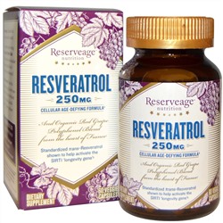 ReserveAge Nutrition, Ресвератрол, клеточная антивозрастная формула, 250 мг, 60 вегетарианских капсул