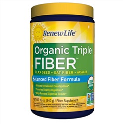 Renew Life, Organic Triple Fiber, Balanced Fiber Formula, 12 oz (340 g)