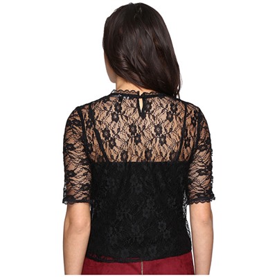 Short Sleeve Embroidery Lace Top
