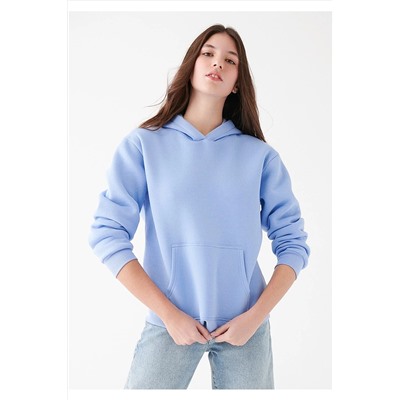 Mavi Kapüşonlu Basic Sweatshirt 167299-82600