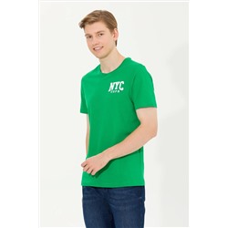 Erkek Elma Yeşili Bisiklet Yaka T-Shirt