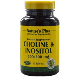 Nature's Plus, Холин и инозит, 500/500 мг, 60 таблеток