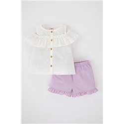 Defacto Kız Bebek Keten Görünümlü Kolsuz Bluz Şort 2'li Takım A8465A523SM