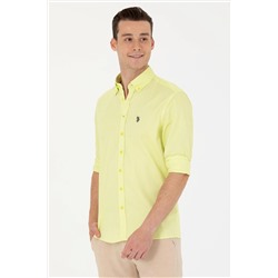 Erkek Neon Sarı Uzun Kollu Basic Gömlek
