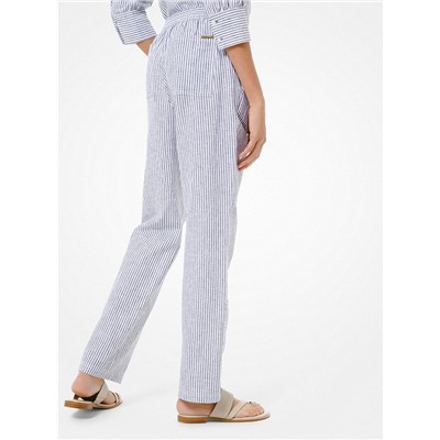 MICHAEL MICHAEL KORS Striped Linen and Cotton Pajama Pants