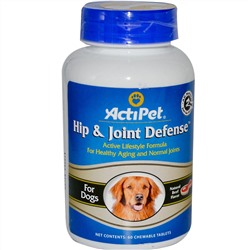 Actipet, Защита тазобедренных костей и суставов для собак, натуральный ароматизатор говядины, 60 жевательных таблеток