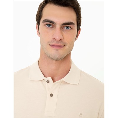 Bej Slim Fit Polo Yaka Basic Tişört