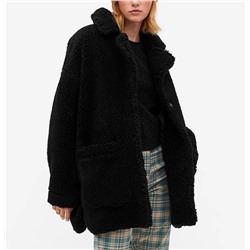 Женское свободное пальто-чебурашка с лацканами и большим карманами. Экспорт. MONK*L
