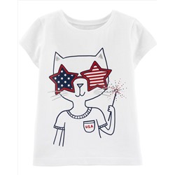 4th Of July Kitty Jersey Tee