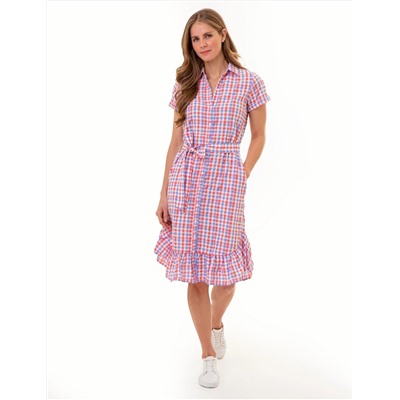 GINGHAM RUFFLE HEM DRESS