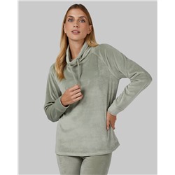 WOMEN'S SOFT VELOUR FUNNEL NECK TOP