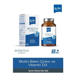 euler Biotin Plus 5000 Mcg Çinko Bakır Ve D3 Içeren 60 Tablet Vitamin 0001