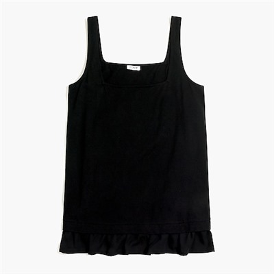 Square-neck tank top with woven hem