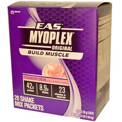 EAS, MyoPlex, Original, Shake Mix, клубничный крем, 20 пакетиков, 2,7 унции (78 г) каждый