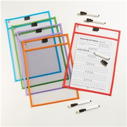 Набор папок для занятий «Пиши и стирай» 6 штук + маркеры