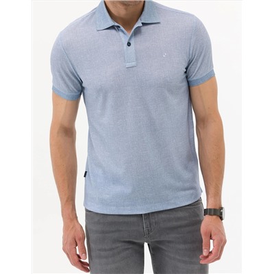 Mavi Slim Fit Dokulu Polo Yaka Tişört