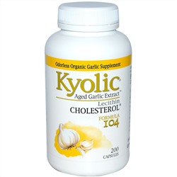 Wakunaga - Kyolic, Экстракт чеснока с лецитином, Содержит холестерин. Формула 104, 200 капсул