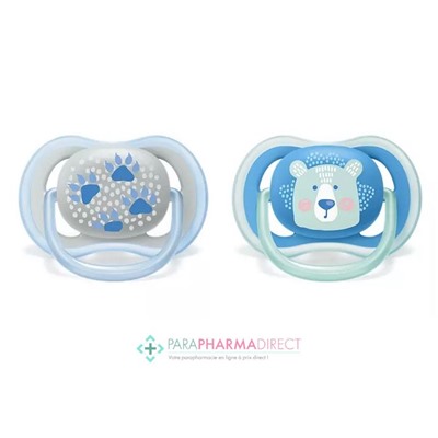 Avent Sucettes Ultra Air 6-18 mois Pattes & Ours x2