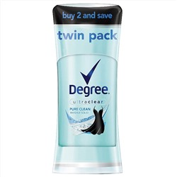 Degree Women UltraClear Antiperspirant Deodorant, Black+White Pure Clean, 2.6 oz, Twin Pack